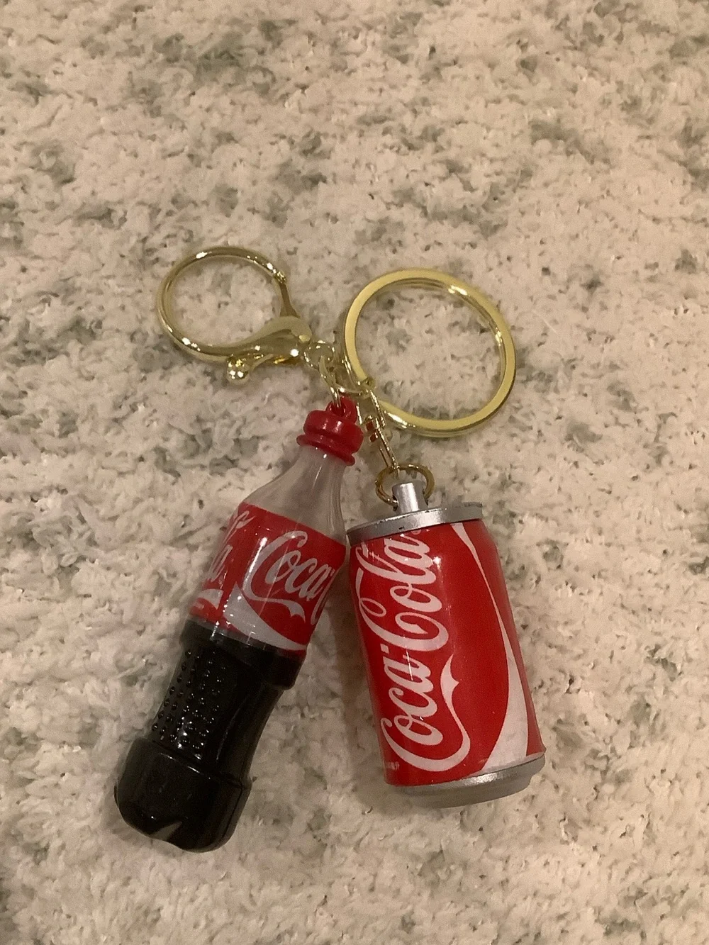 Coca Cola Red Bottle and Can Keychain Set NWT 4.5x2”